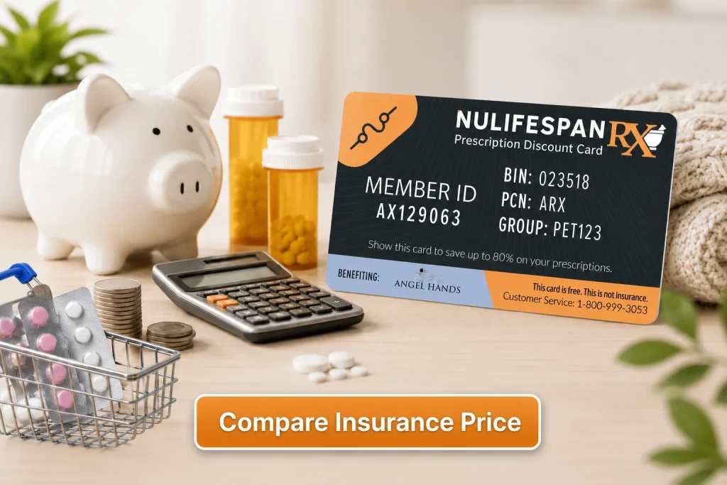 Comparison of insurance, cash, and discount-card prices for a fluticasone inhaler.