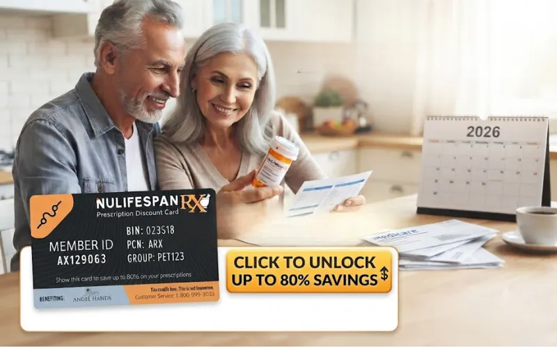 Older couple examining Medicare bills and costs at a table.