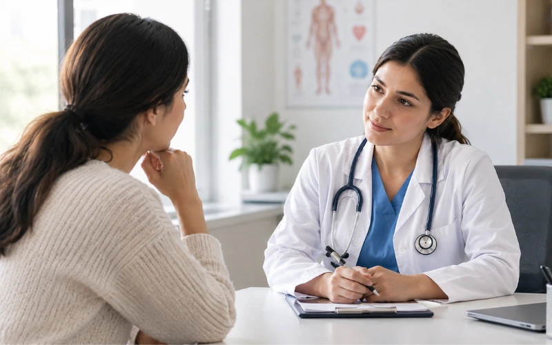 consultation illustrating hormone-related symptoms